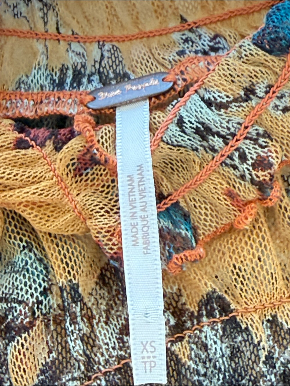 Free People Mustard Floral Sheer Smocked Long-Sleeve Top - Picture 5 of 5